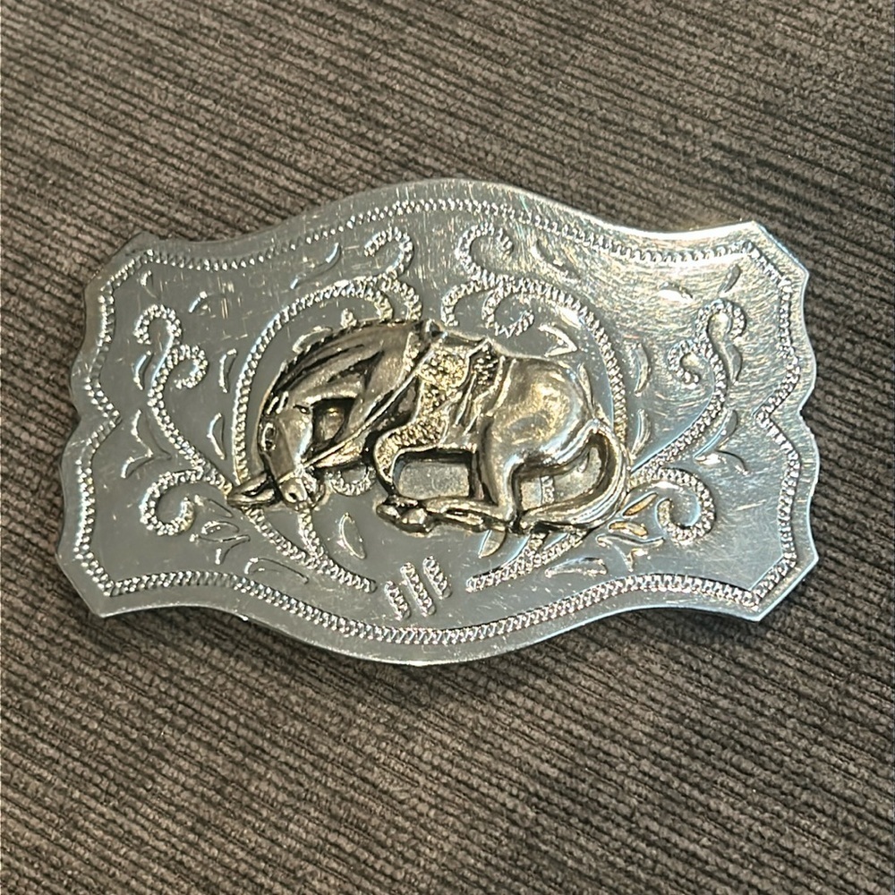 Vintage Western Horse Two Tone Belt Buckle